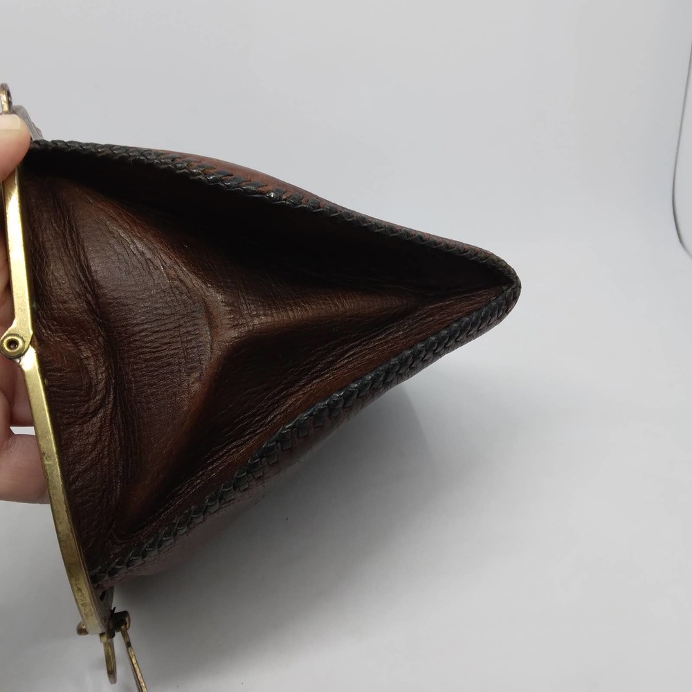 Vintage Spanish Craft leather purse 6" x 4.5" with mirror - Picture 7 of 9